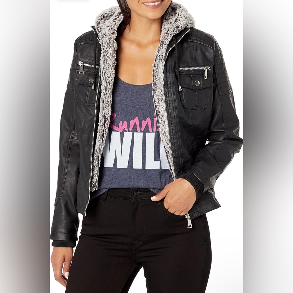 YMI Women's Junior Full Length Puffer Jacket with Detachable Sherpa Hood.
